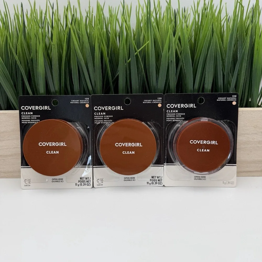 (3) COVERGIRL Clean Pressed Powder Foundation 120 CREAMY NATURAL Original Talc